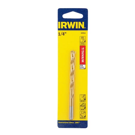 Irwin Irwin 1/4 in. X 4 in. L High Speed Steel Drill Bit Straight Shank 1 pc 63916